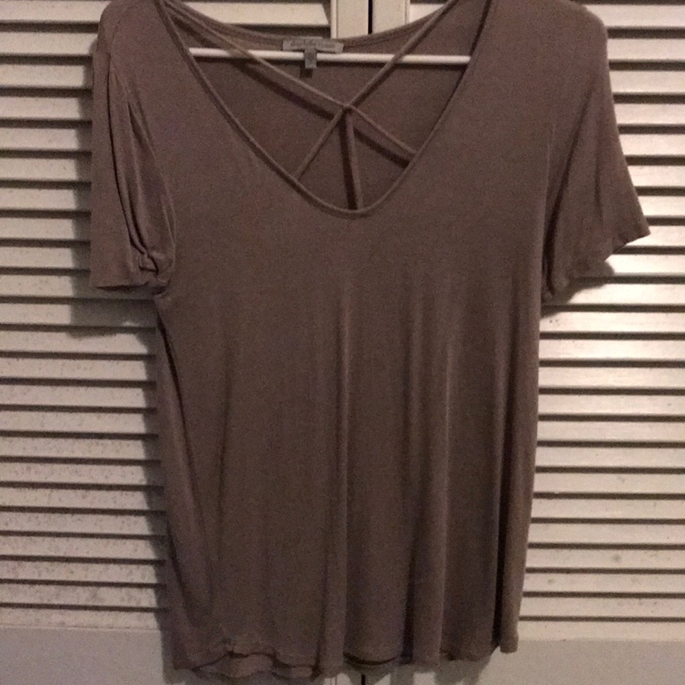 Brown Long Loose Top with Cross Front